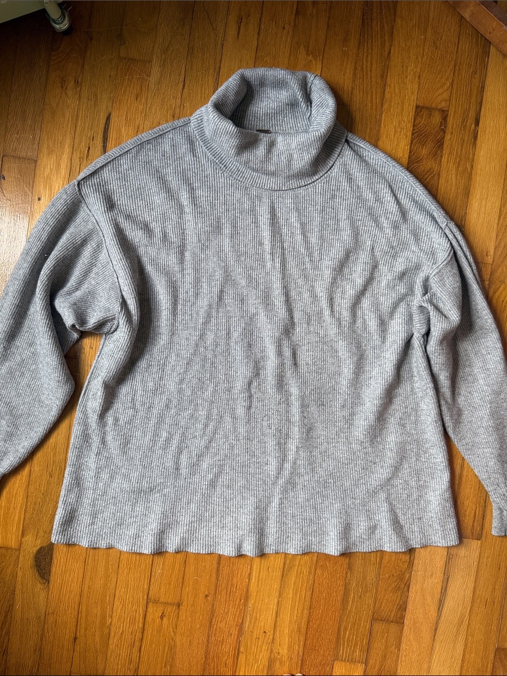 Free People Light Gray Ribbed Turtleneck Sweater